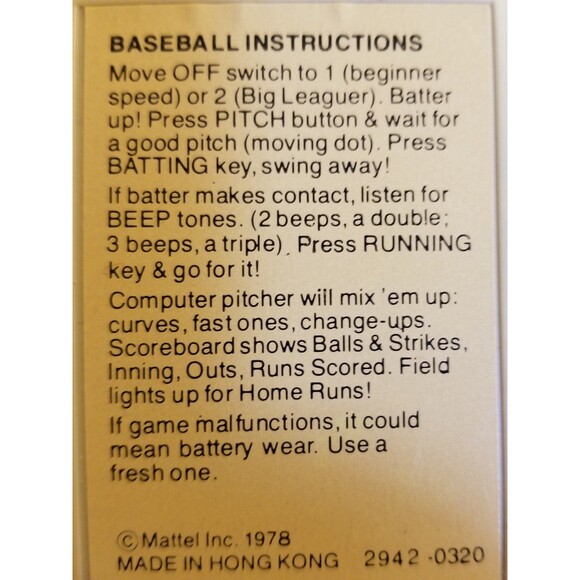 Vintage Mattel Electronics baseball Game 1978 WORKING - Picture 7 of 10